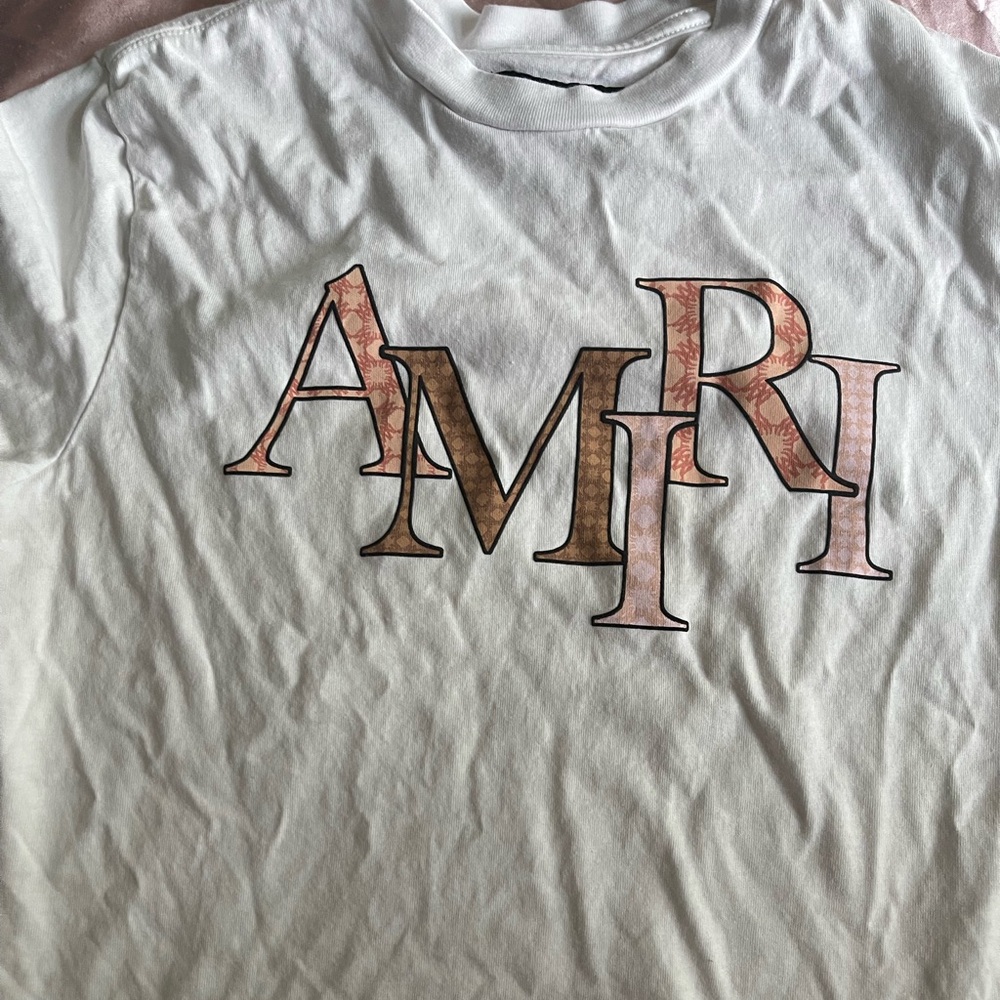AMIRI White Tee with Multicolor Logo